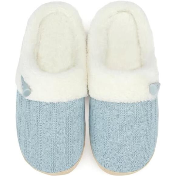 Women's Slip on Fuzzy House Slippers Memory Foam Slippers Scuff Outdoor Indoor - Picture 1 of 7